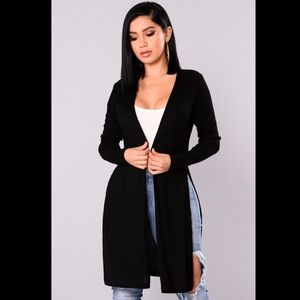 *NEW Fashion Nova Black Ribbed Cardigan Size-L